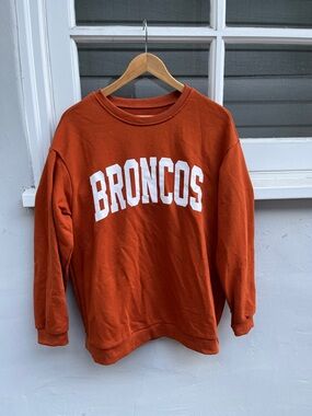 Broncos Orange Crewneck Sweatshirt with White Lettering
